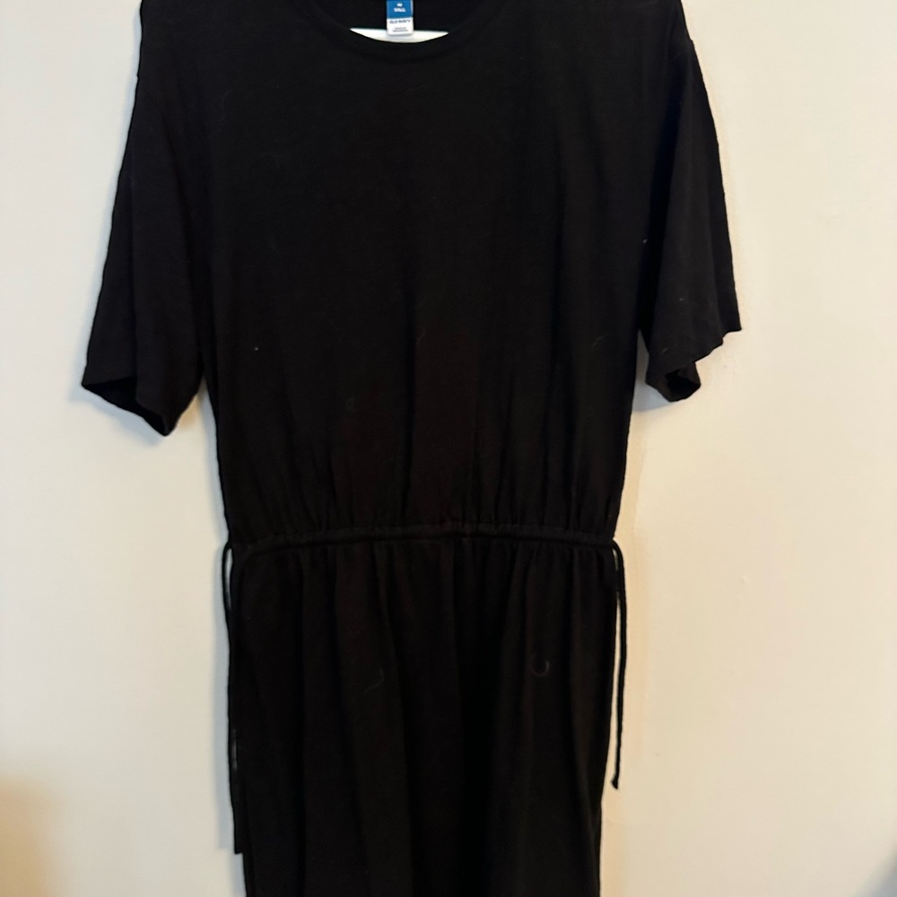 Old Navy Black drawstring waist t shirt dress medium tall